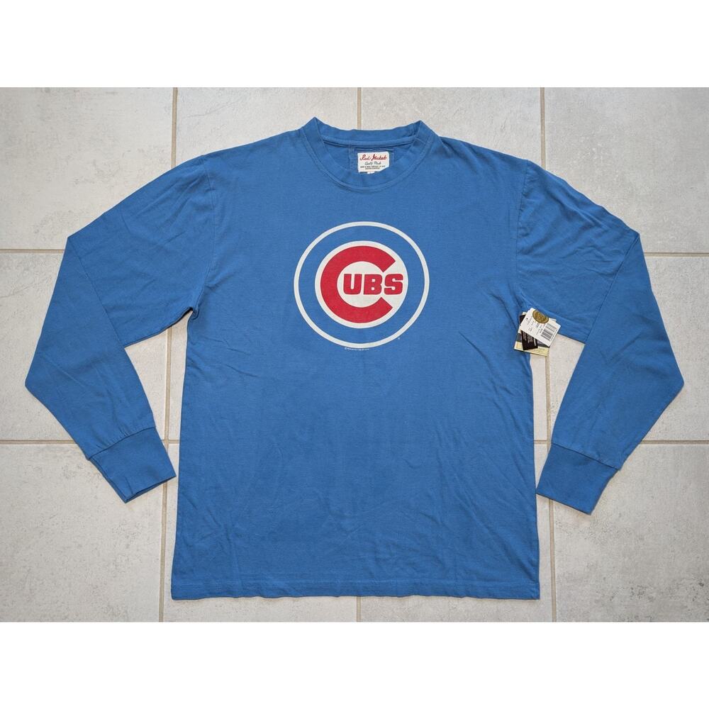 Red Jacket Men's Large Chicago Cubs Long Sleeve Shirt Blue MLB Cotton NEW